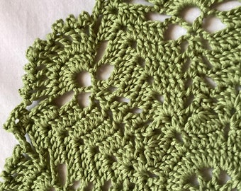 Crocheted Doily: Wasabi Green Table Centerpiece (11” Round)