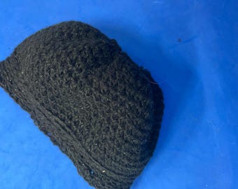 Messy Bun Crocheted Hat, Black with Shimmers