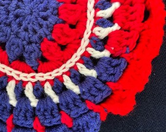 Buffalo Blitz Mandala: Crochet Magic in Bills' Blue and Red