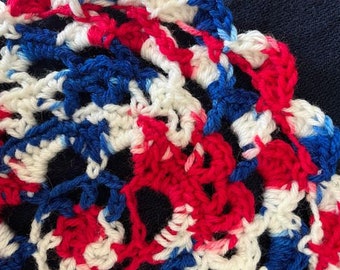 Buffalo Blitz Mandala: Crochet Magic in Bills' Blue and Red