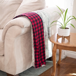 Buffalo Plaid and Minky Blanket Throw - Luxury Bedding - Designer Blanket