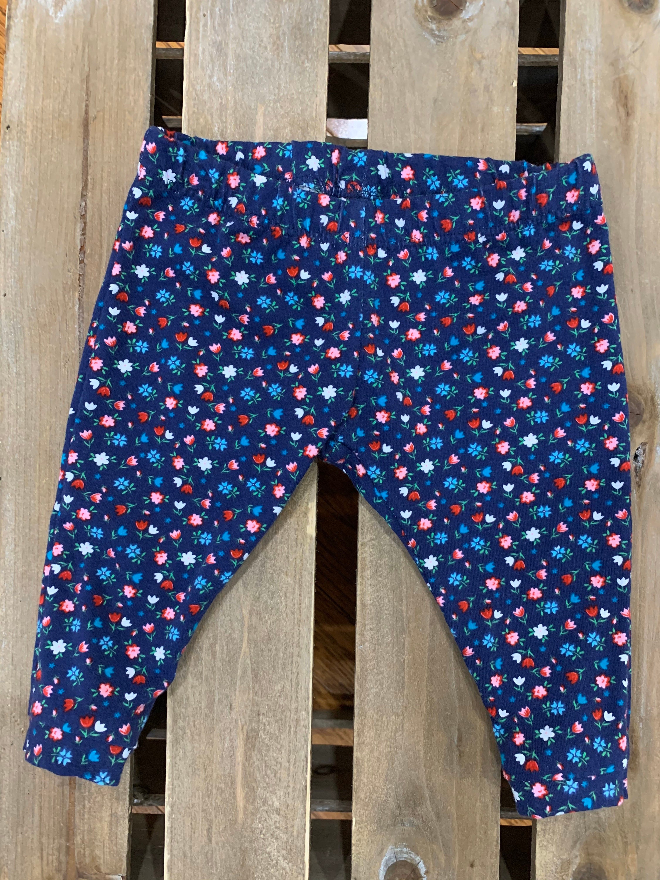 Navy Floral Baby Leggings Etsy