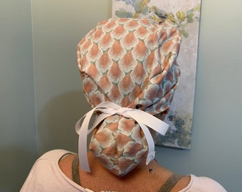 Cotton Ponytail Scrub Cap with Buttons, Nurse Gift