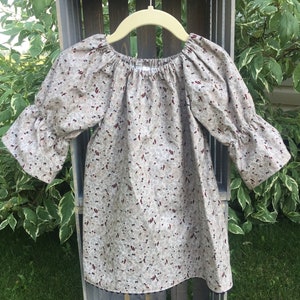 Toddler Dress Bird Print, Boho Style Peasant Dress Made With Petite Birds & Floral 100% Cotton Print.