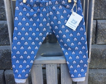 Hippo Print Baby Leggings, Handmade Cotton Knit