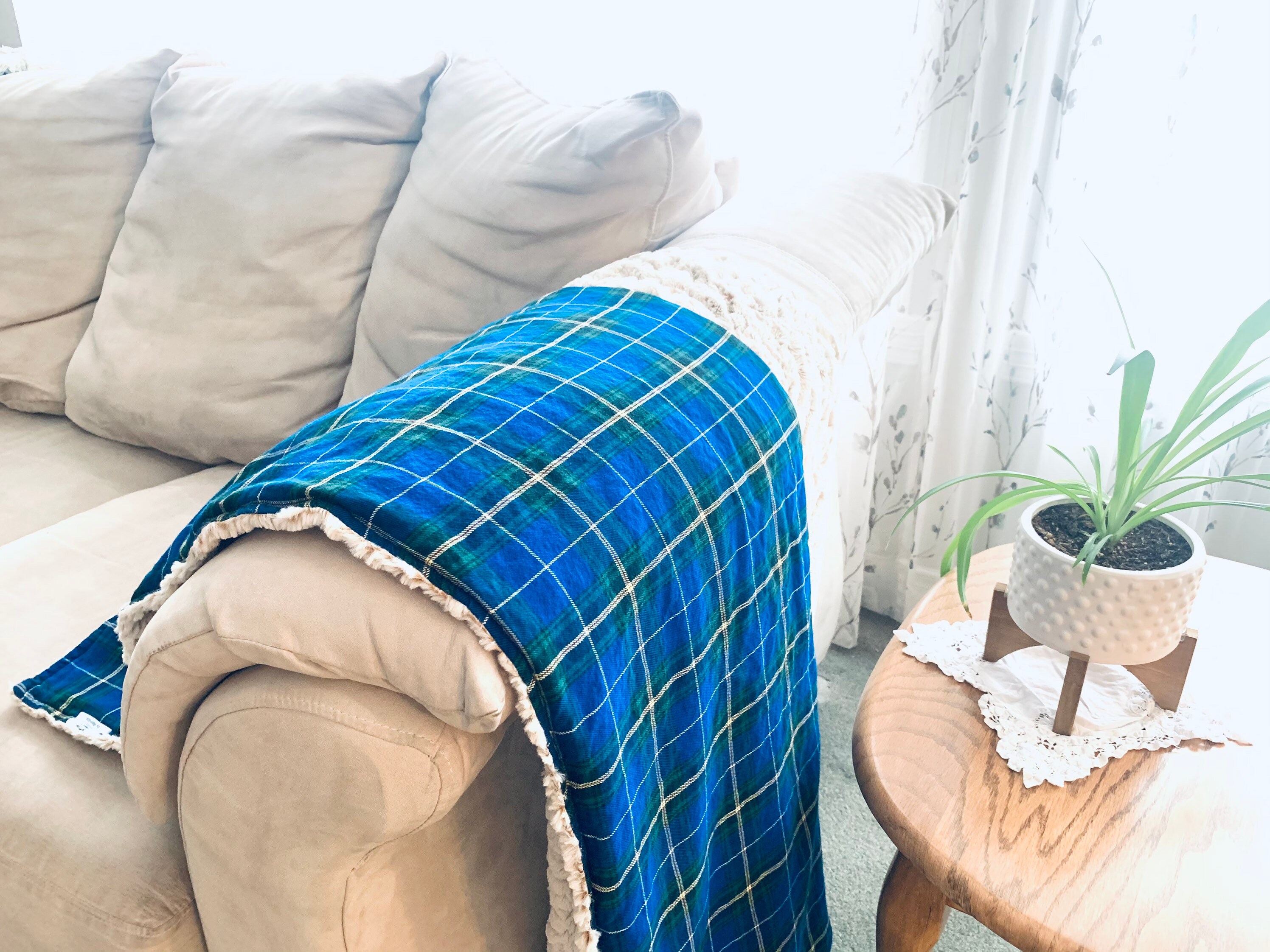 Blue plaid throws hotsell