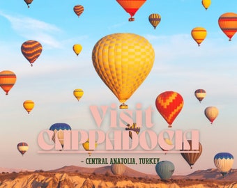 Cappadocia Turkey Vintage Retro Travel Poster Digital Download
