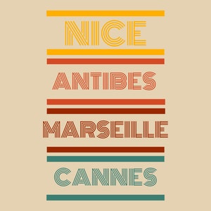 French Riviera Retro Vintage Travel Poster Digital Download
