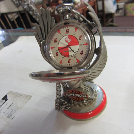 Franklin Mint Harley Davidson Pocket Watch with D… - image 1