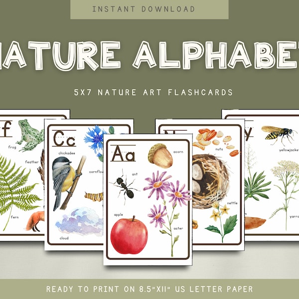 Nature Alphabet Flashcards - Digital Download
