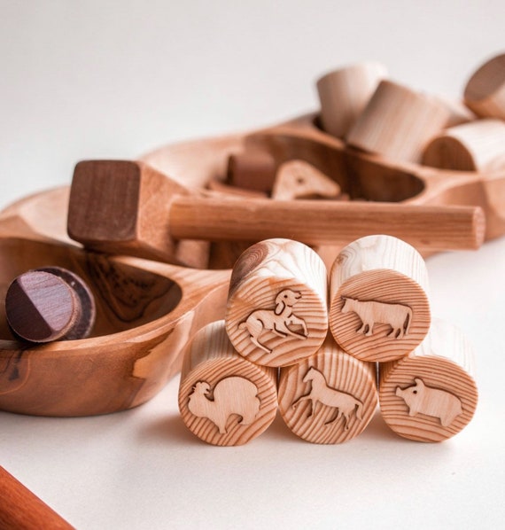 handcrafted wooden animals