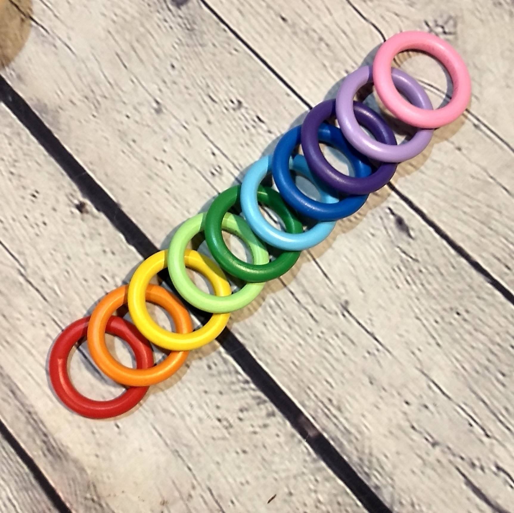 Wooden Rainbow Rings