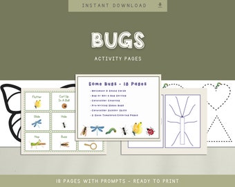 ¡Insectos! Páginas de actividades preescolares