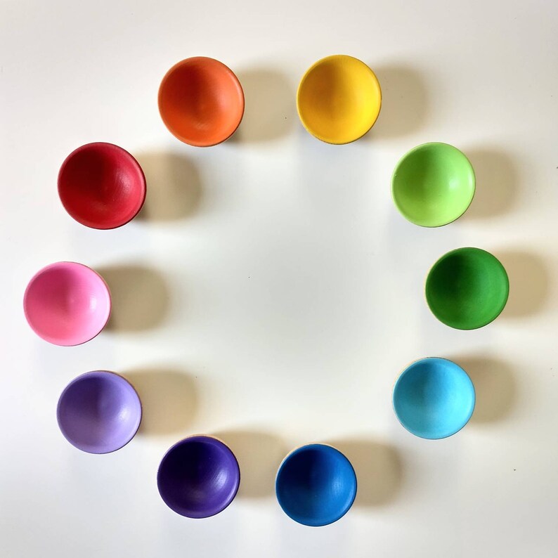 Rainbow Color Sorting Bowls - Color Sorting - Open Ended Toys - Wooden Bowls - Stacking and Nesting - Waldorf Toys - Montessori Toys