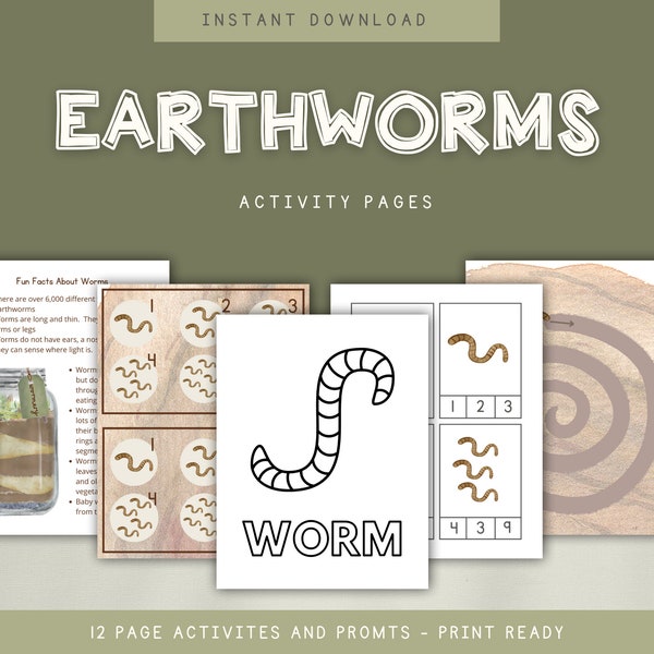 Earthworm Preschool Activity Pages