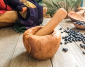 Small Olive Wood Mortar and Pestle