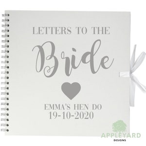 Letters to the Bride Book, Bride Scrapbook, Hen Party Scrapbook Album,  Bride to Be Gift, Miss to Mrs, Hen Party Book, Hen Do Keepsake Gift 