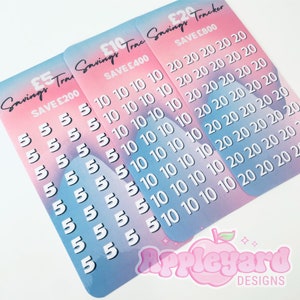 Pastel Savings Challenge Tracker: Laminated Cash Envelope, A6 Wallet