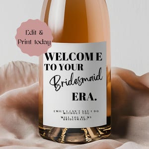 Bridesmaid Proposal Wine Label Template, Wine Label, Bridesmaid Era, Bridesmaid Proposal, Maid of Honour, Bridesmaid Gift, Instant Download
