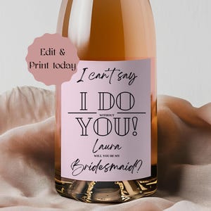 Bridesmaid Proposal Wine Label Template (Instant Download)