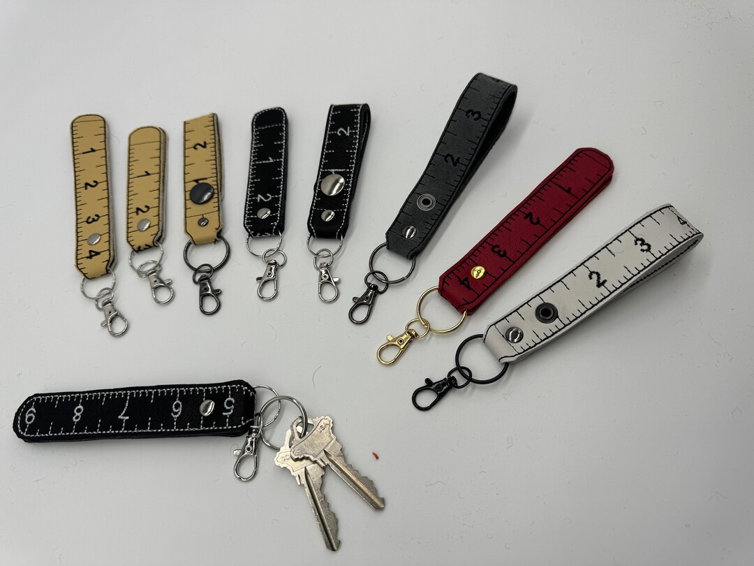 Ruler Keychain Leather Inches - Etsy
