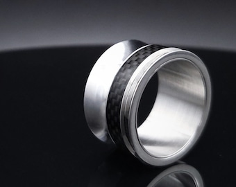 Mens Ring Silver band Stainless steel, Big Rings for men, Rotating ring, Handmade jewelry for men, Gift for him, Unique gifts for men