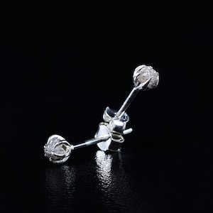 Silver raw diamond earrings for men, Mens jewelry, Handmade Jewelry for men, Men stud earrings, Unique Gifts for men, Gifts for him