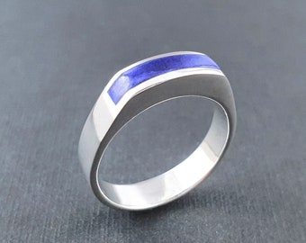 Mens Ring lapis lazuli 925 sterling silver, Handmade jewelry for men, Blue Gemstone band, Rings for men, Unique gifts for men, Gift for him