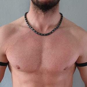 Mens necklace Black Onyx gemstone, Handmade Jewelry for men, Beaded natural Stone necklace for men, Unique gifts for men, Gift for him