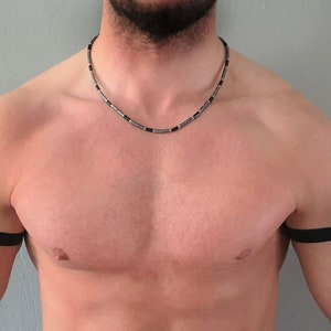 Mens necklace black onyx hematite gemstone, Handmade jewelry for men, Black and gray Stone, necklace, Unique gifts for men, Gift for him