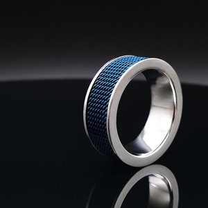 Mens ring blue silver Stainless steel, Rings for men, Summer ring, Handmade jewelry for men, Gift for him, Unique gifts for men