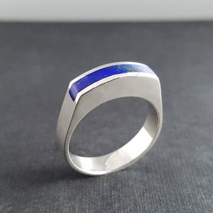 Mens silver ring Lapis lazuli, Handmade jewelry for men, blue stone silver band, Silver Rings for men, Unique gifts for men, Gift for him