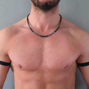 Collar para hombre con piedra preciosa de lava hematita, joyería hecha a mano para hombres, collar de piedra natural negra para hombres, regalos únicos para hombres, regalo para él