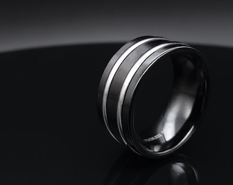 Mens Ring Black band Stainless steel, Rings for men, Handmade Jewelry for men, Black jewelry men, Unique gifts for men, Gift for him