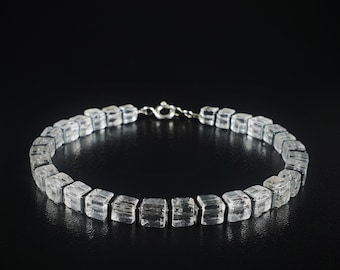 Mens bracelet Crystal Handmade Jewelry for men Gift for him Natural quartz  gemstone beaded bracelet Minimalist design.