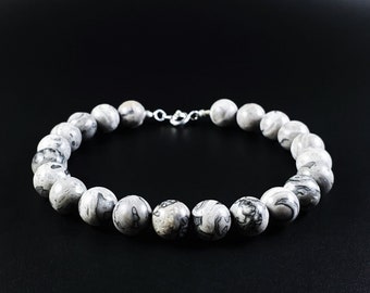 Mens bracelet Picasso Jasper gemstone Handmade Jewelry for men beaded bracelet Natural Abstract  stone unique gift for him Gnatus