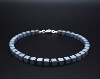 Mens bracelet blue gray Hematite gemstone, Handmade Jewelry for men, Natural stone bracelets for men, Unique gifts for men, Gift for him