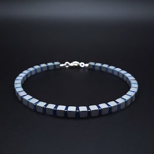 Mens bracelet blue gray Hematite gemstone, Handmade Jewelry for men, Natural stone bracelets for men, Unique gifts for men, Gift for him