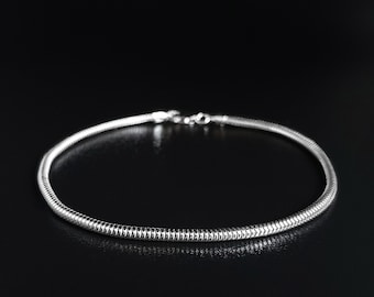 Mens bracelet snake chain Sterling silver, Handmade jewelry for men, Silver chain bracelets, Unique gifts for men, Gift for him