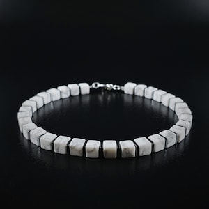 Herenarmband witte howliet edelsteen, handgemaakte sieraden voor mannen, natuursteenarmbanden voor mannen, unieke cadeaus voor mannen, cadeau voor hem