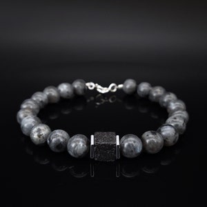 Herren Armband Labradorit Handgemachter Schmuck für Männer Geschenk für Ihn Naturstein Armband Herren Perlen Armband Wikinger Armband.