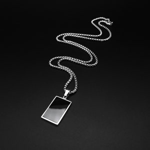 Black rectangle pendant necklace for men, Stainless steel, Pendant with chain, Handmade Jewelry for men, Gifts for him, Unique Gifts for men