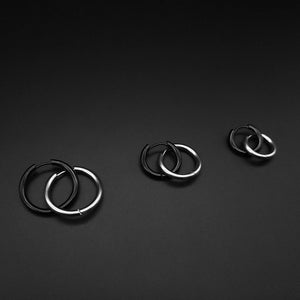 2x pairs mens Silver black Hoop Earrings, Creole black earrings for men, Silver hoop, Handmade jewelry for men, Unique gift for men, for him