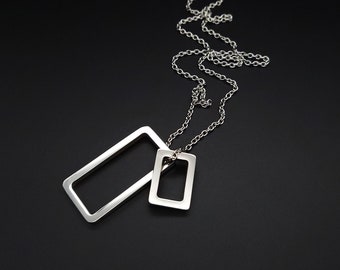 Pendentif rectangle pour homme avec chaîne, collier pendentif en