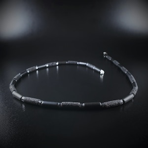 Mens necklace black Onyx Lava Rock gemstone, Handmade Jewelry for men, Gifts for him, Stone beaded Necklace for men, Unique Gifts for men