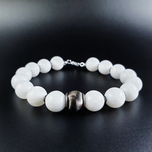 Mens Bracelet White Jade Gemstone Handmade Jewelry for Men - Etsy