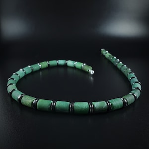 Herren Halskette Buddstone Edelstein, handgemachter Schmuck für Männer, Perlen grüne Naturstein Halskette für Männer, Einzigartige Geschenke für Männer, Geschenk für ihn