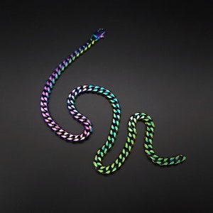 Mens rainbow curb chain necklace LGBTQ, Queer thick necklace, Gay pride jewelry, Handmade Jewelry for men, Unique gift for men, Gift for him