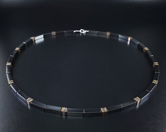 Mens necklace Hematite gemstone, Handmade Jewelry for men, Rectangle stone necklace for men, Unique gifts for men, Gift for him