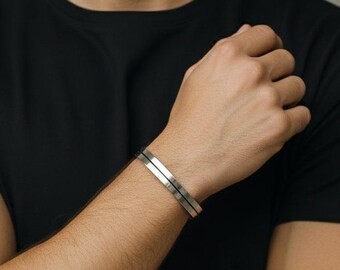 Mens bracelet Cuff Sterling silver, Bangle bracelet, Handmade jewelry for men, Men's thick bracelet, 925, Unique gifts for men, Gift for him